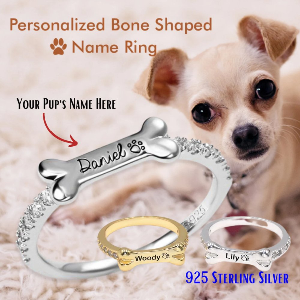 Dog Bone Shaped Ring | 925 Sterling Silver or 925 Gold Plated - AlexEcomStore