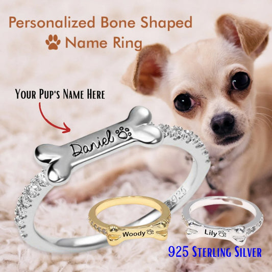 Dog Bone Shaped Ring | 925 Sterling Silver or 925 Gold Plated - AlexEcomStore