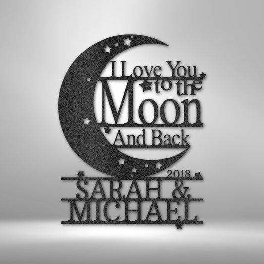 Moon and Back Monogram - Steel Sign - AlexEcomStore