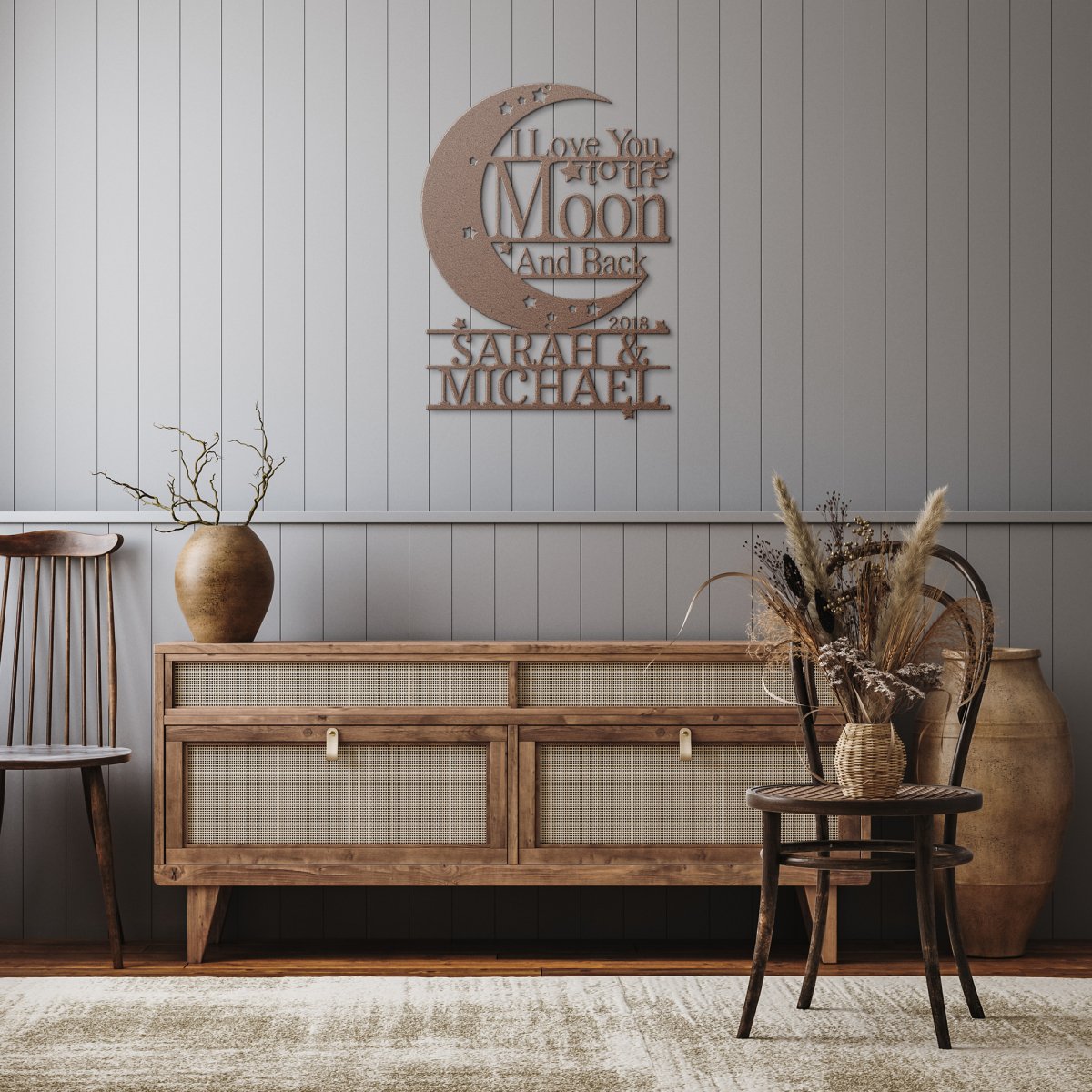 Moon and Back Monogram - Steel Sign - AlexEcomStore