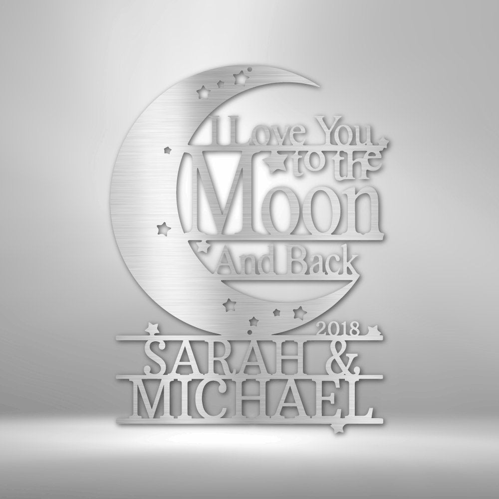 Moon and Back Monogram - Steel Sign - AlexEcomStore