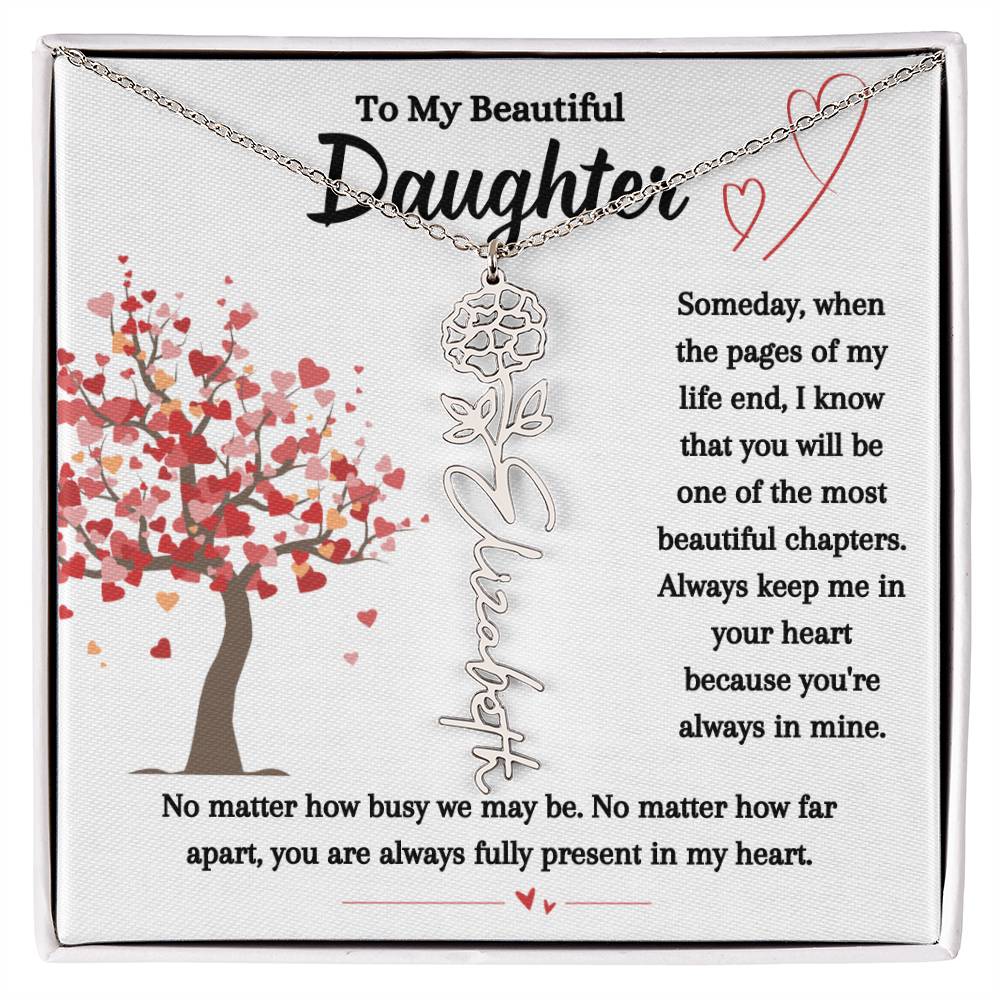 To My Beautiful Daughter | Birth Flower Name Necklace - AlexEcomStore