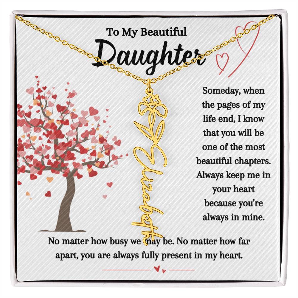 To My Beautiful Daughter | Birth Flower Name Necklace - AlexEcomStore