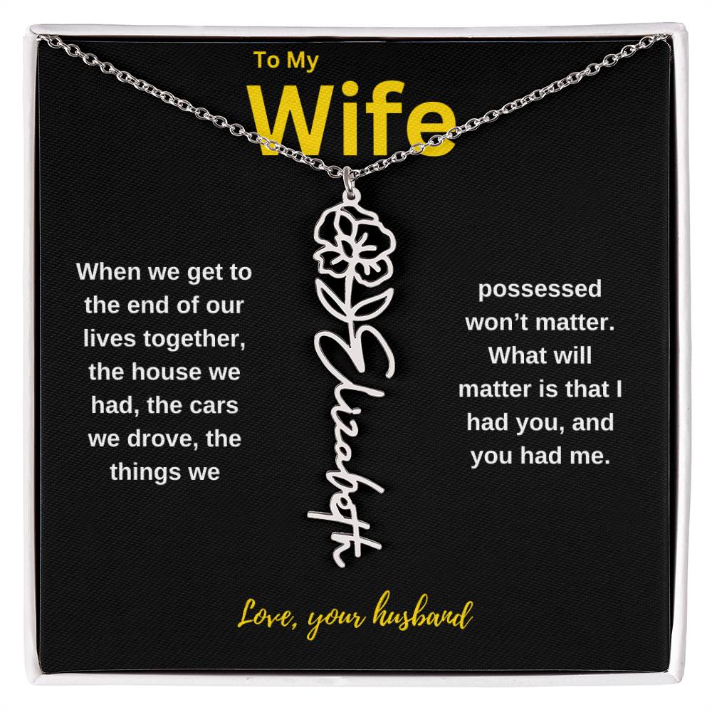 Wife | Flower Name Necklace - AlexEcomStore