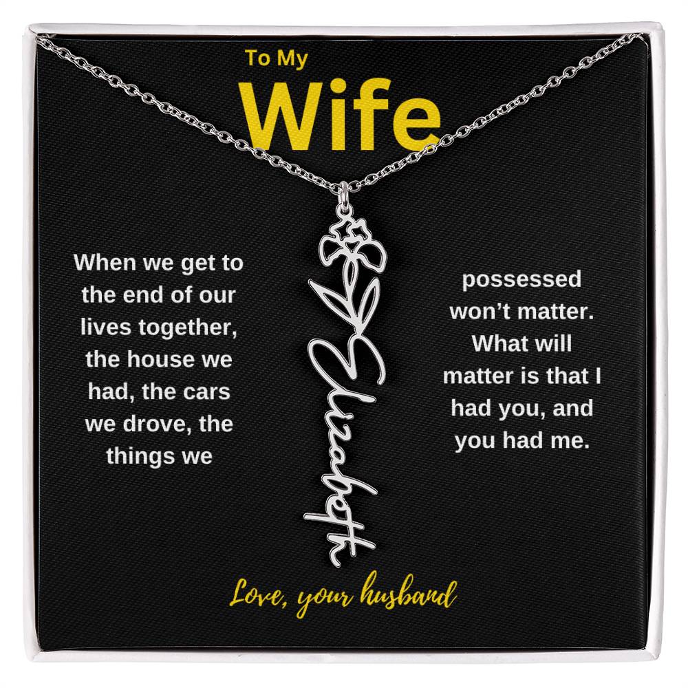 Wife | Flower Name Necklace - AlexEcomStore