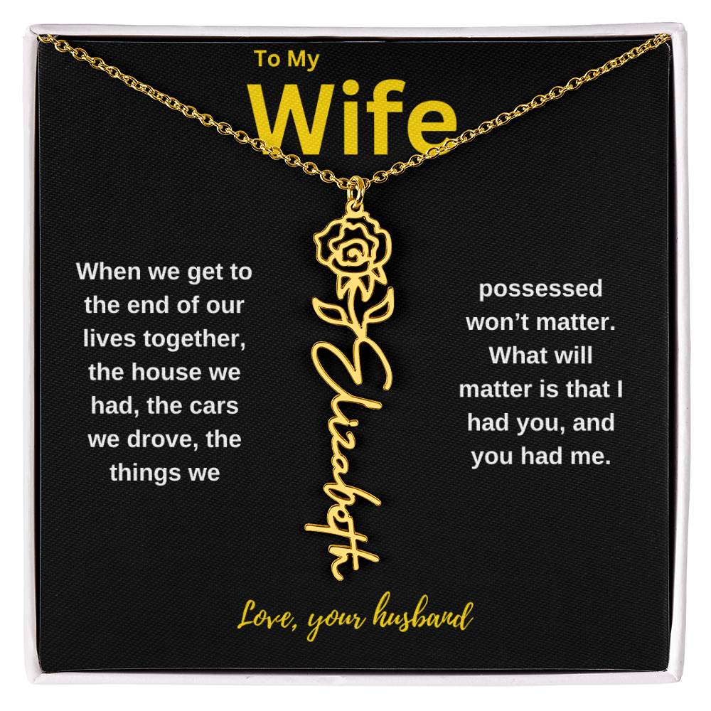 Wife | Flower Name Necklace - AlexEcomStore