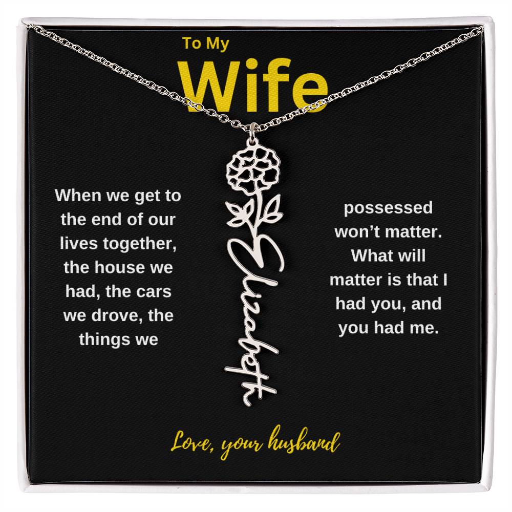 Wife | Flower Name Necklace - AlexEcomStore